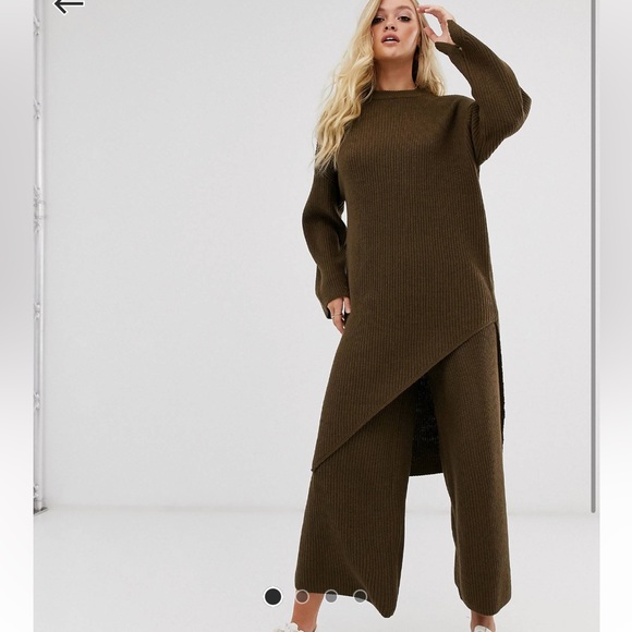 Micha Lounge split front tunic two-piece set wide leg culotte pants Coord Set - Picture 2 of 12